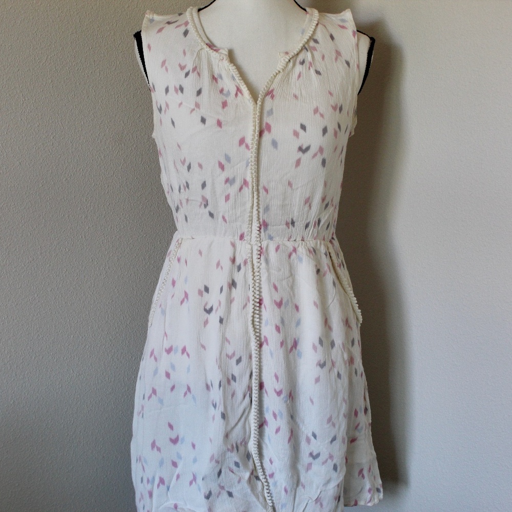 Sleevless Ivory and Muted Plum Tone Diamond Confetti Print Dress